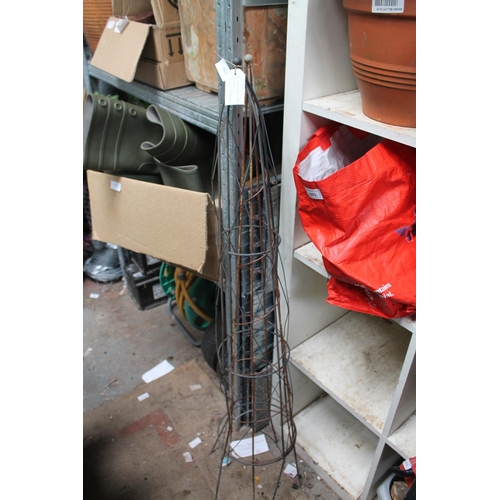 62 - PAIR OF WROUGHT IRON TRELLIS PLANT FRAMES