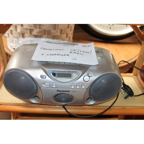 713 - PANASONIC CD, TAPE, RADIO AND CHARGER