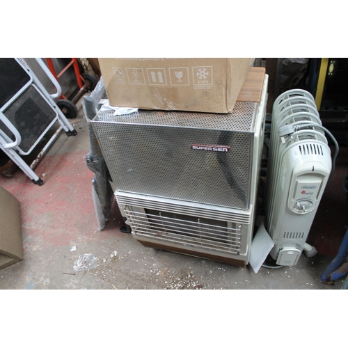 157 - GAS HEATER WITH PART FULL GAS BOTTLE