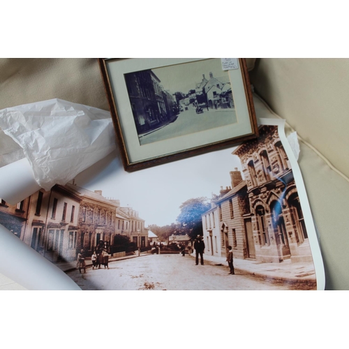 385 - REPRODUCTION OF FRANCES FRITH POSTCARD DEAN STREET, LISKEARD 1906 AND A FRAMED PICTURE OF LISKEARD B... 