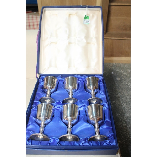 387 - BOX-SET OF STAINLESS STEEL GOBLETS