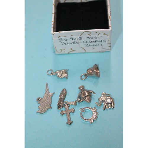 407 - 8 X 925 SILVER ASSORTED CHARMS