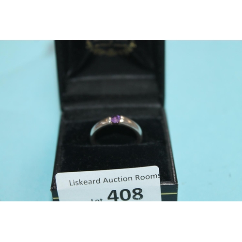 408 - 925 SILVER AMETHYST RING SIZE L 1/2 - M