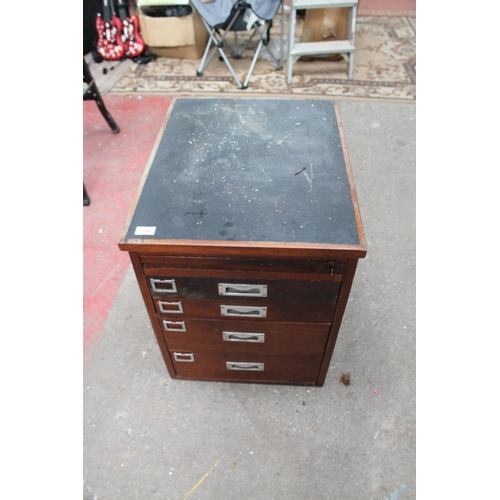 699 - MAHOGANY 4 DRAWER FILING CABINET WITH KEY (LOCKED KEY DOESNT TURN.  ITS A MYSTERY    NO IDEA WHATS I... 