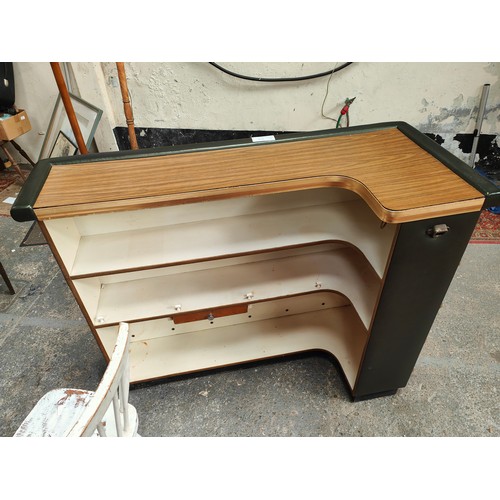 619 - 70  RETRO TEAK AND LEATHER BAR