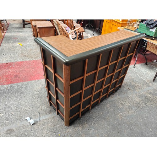 619 - 70  RETRO TEAK AND LEATHER BAR