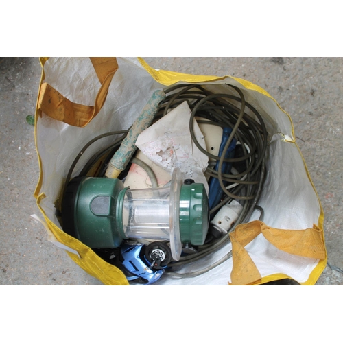 20 - BAG OF ELECTRICAL WIRING AND CAMPING LANTERN ETC