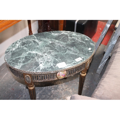 393 - OVAL ONYX STYLE TOP GILT STOOL