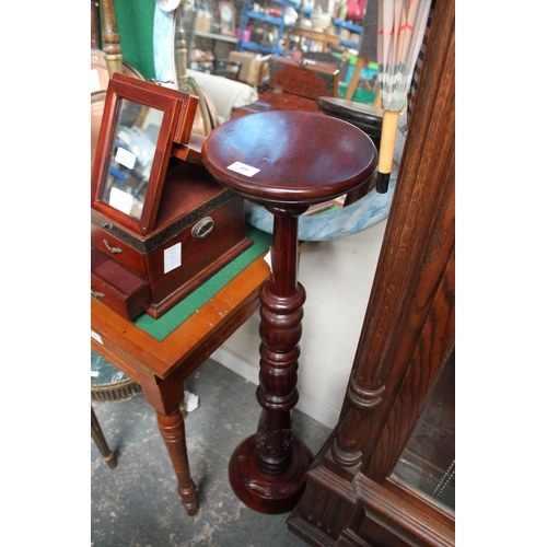 395 - MAHOGANY JARDINIERE CARVED STAND