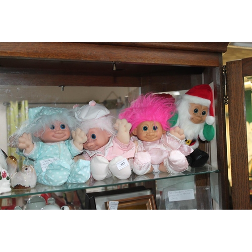 527 - 4 X LARGE RUSS TROLLS DOLLS