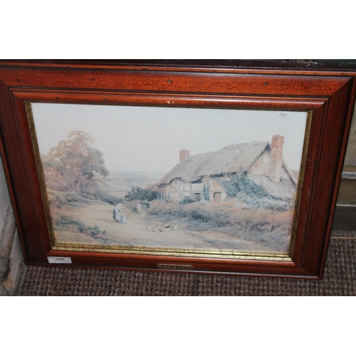 635 - FRAMED AND GLAZED PICTURE OF A COTTAGE SCENE