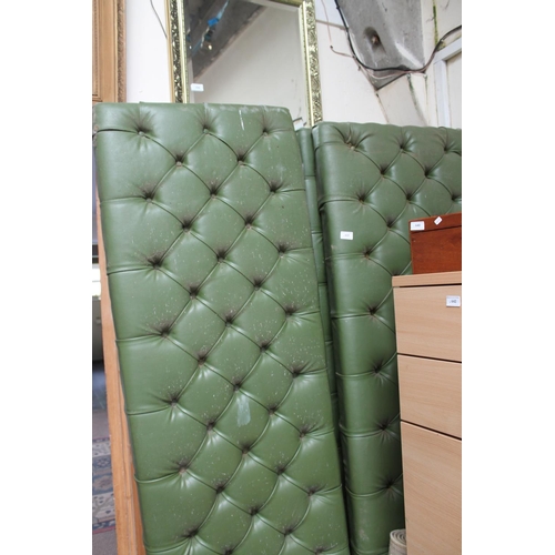 637 - 4 X GREEN BUTTON BACKED BENCH BACKS