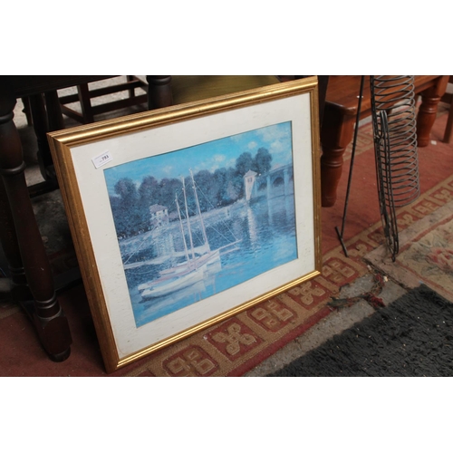 793 - GILT FRAMED PICTURE OF A SAILING SCENE