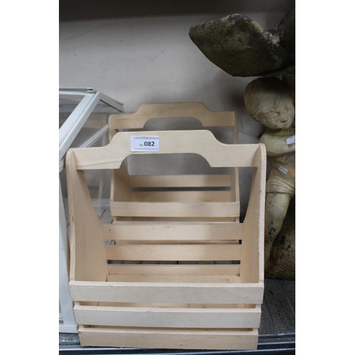 82 - 2 X CREAM SLATTED HANDLED CRATES