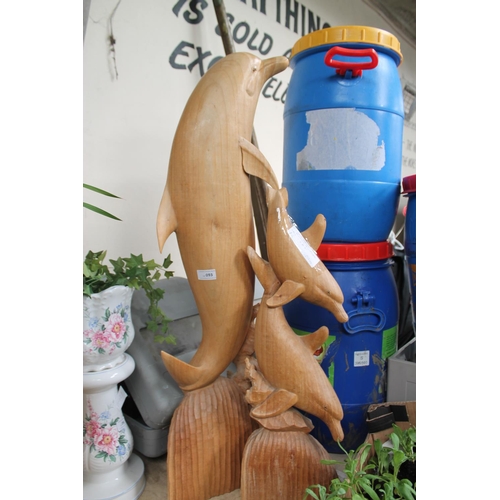 93 - 2 X LARGE WOODEN DOLPHIN STATUES (APPROX 3'3