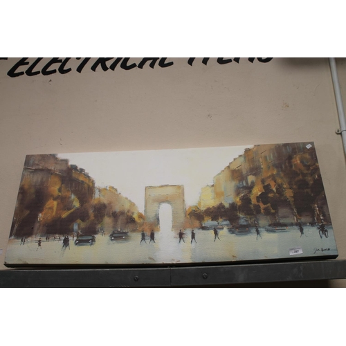 257 - LARGE WALL CANVAS OF A CITY SCENE