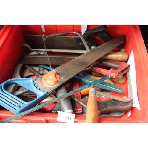 43 - BOX OF VARIOUS SAWS AND BLADES
