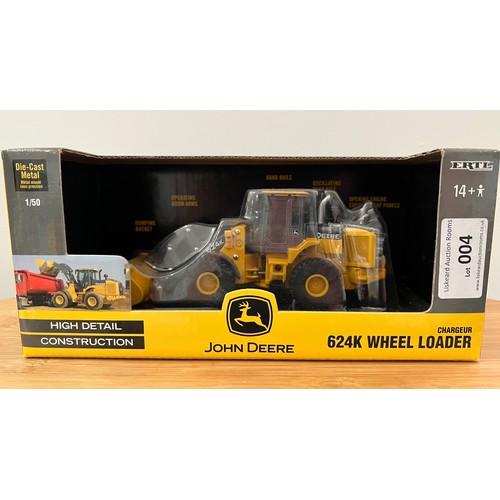 4 - ERTL JOHN DEERE 624K WHEEL LOADER 15415,
DIE CAST, 1:50,
BOXED, GREAT CONDITION