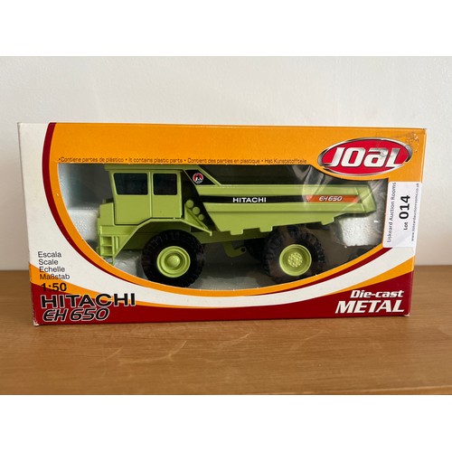 14 - JOAL HITACHI EH 650 QUARRY DUMPTRUCK, REF:248,
LIME GREEN,
DIE CAST, 1:50,
BOXED, GREAT CONDITION