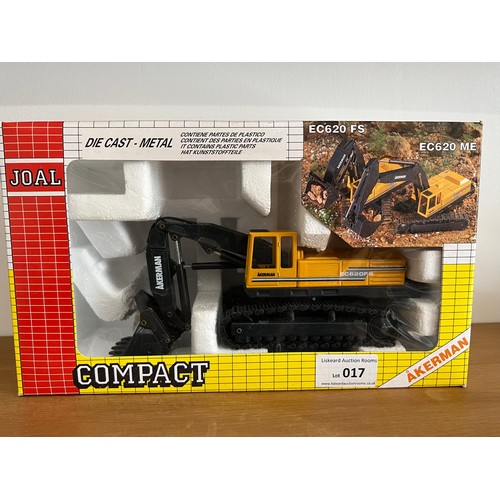 17 - JOAL AKERMAN EC620 FS EXCAVATOR, REF:180,
DIE CAST, 1:50,
BOXED, GREAT CONDITION