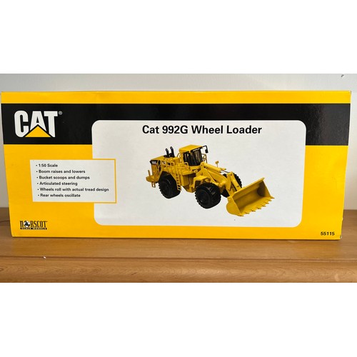 3 - NORSCOT CAT 992G WHEEL LOADER 55115,
DIE CAST, 1:50,
BOXED, GREAT CONDITION