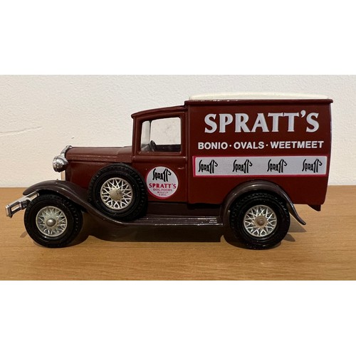 5 - 3 X MATCHBOX, MODELS OF YESTERYEAR,
Y-22 1930 MODEL 'A' FORD VANS,
ADVERTISING - SPRATTS / MAGGI'S /... 