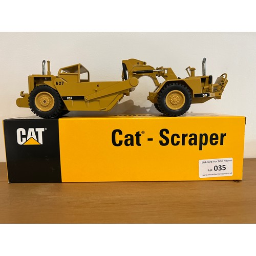 35 - NORSCOT CAT 627 SCRAPER, 126, DIE CAST, 1:50, BOXED, GREAT CONDITION