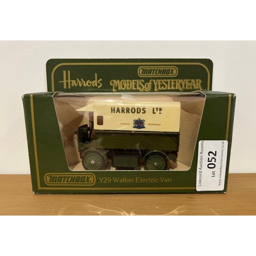 52 - MATCHBOX MODELS OF YESTERYEAR, HARRODS, Y29 WALKER ELECTRIC VAN, BOXED, GTEAT CONDITION