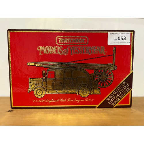 53 - MATCHBOX MODELS OF YESTERYEAR SPECIAL EDITION, YS-9 1936 LEYLAND 'CUB' FIRE ENGINE FK-7, 1:49, DIE C... 