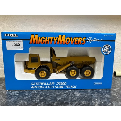 60 - ERTL MIGHTY MOVERS REPLICA, CATERPILLAR D350D ARTICULATED DUMP TRUCK, 1:50, REF:2431, DIE CAST, BOXE... 