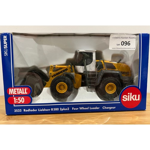 96 - SIKU SUPER, FOUR WHEEL LOADER, LIEBHERR, R 580, REF:3533, 1:50, DIE CAST, BOXED, GREAT CONDITION