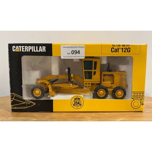 94 - JOAL CATERPILLAR CAT 12G MOTOR GRADER, REF:217, 1:50, DIE CAST, BOXED, GREAT CONDITION