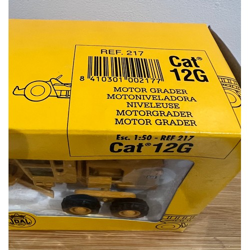 94 - JOAL CATERPILLAR CAT 12G MOTOR GRADER, REF:217, 1:50, DIE CAST, BOXED, GREAT CONDITION