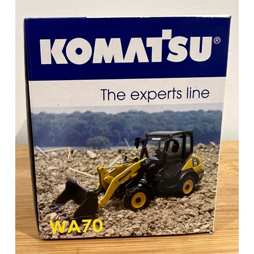 93 - KOMATSU WA70, COMPACT WHEEL LOADER, 1:50, DIE CAST, BOXED, GREAT CONDITION