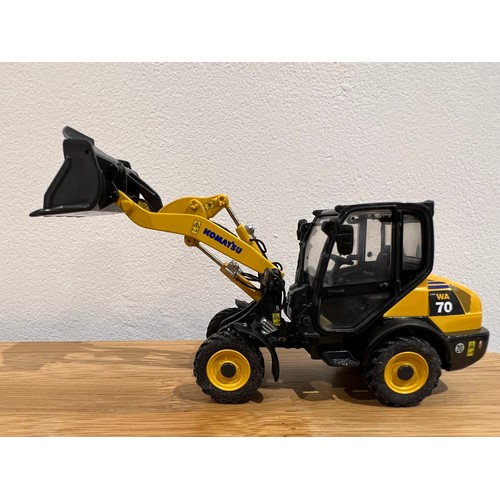 93 - KOMATSU WA70, COMPACT WHEEL LOADER, 1:50, DIE CAST, BOXED, GREAT CONDITION