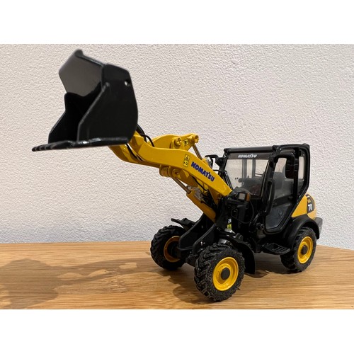 93 - KOMATSU WA70, COMPACT WHEEL LOADER, 1:50, DIE CAST, BOXED, GREAT CONDITION