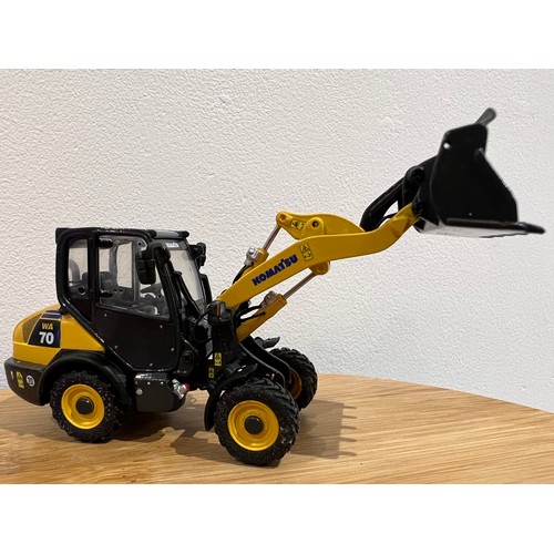 93 - KOMATSU WA70, COMPACT WHEEL LOADER, 1:50, DIE CAST, BOXED, GREAT CONDITION