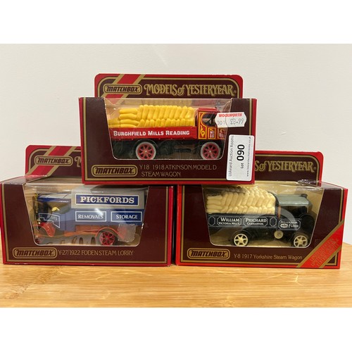 90 - 3 X MATCHBOX MODELS OF YESTERYEAR, 1 X Y18 1918 ATKINSON MODEL D STEAM WAGON (BURGHFIELD MILLS READI... 