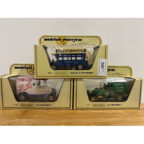 95 - 3 X MATCHBOX MODELS OF YESTERYEAR, 1 X Y-23 1922 AEC 'S' TYPE OMNIBUS 1:72 (LIFEBUOY SOAP), 1 X 1912... 