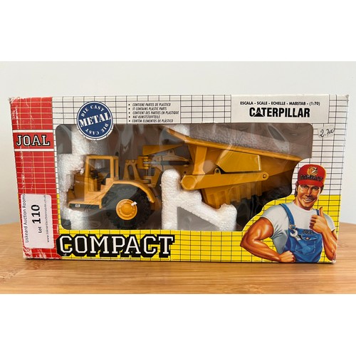 110 - JOAL COMPACT, CATERPILLAR TRACTOR WITH DUMPER 631, REF:222, 1:70, DIE CAST, BOXED, GREAT CONDITION