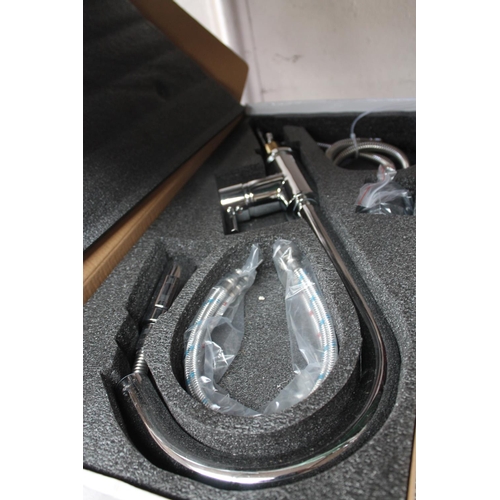 27 - BRAND NEW, BOXED LARGE KITCHEN MIXER TAP WITH REMOVABLE HOSE AND BUTTONS