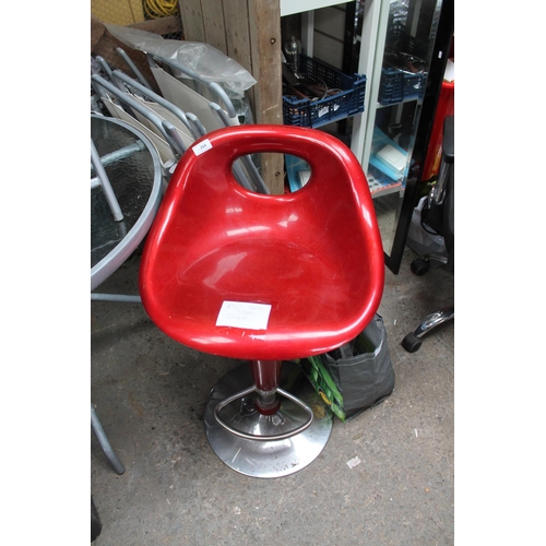 284 - RED GAS POWERED BAR STOOL