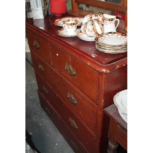 451 - ANTIQUE 2 OVER 3 LARGE CHEST OF DRAWERS