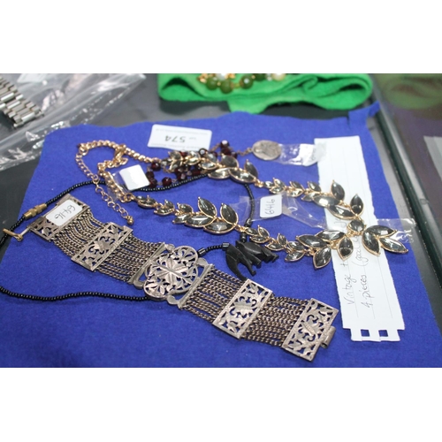 574 - SELECTION OF VINTAGE COSTUME JEWELLERY