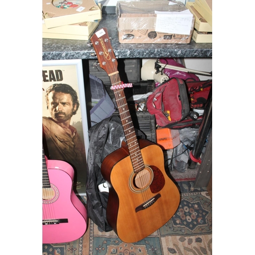 584 - BRUNSWICK ACOUSTIC GUITAR WITH BOOK AND BAG