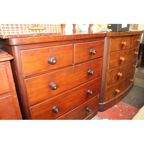 393 - VICTORIAN MAHOGANY 2 OVER 3 CHEST OF DRAWERS