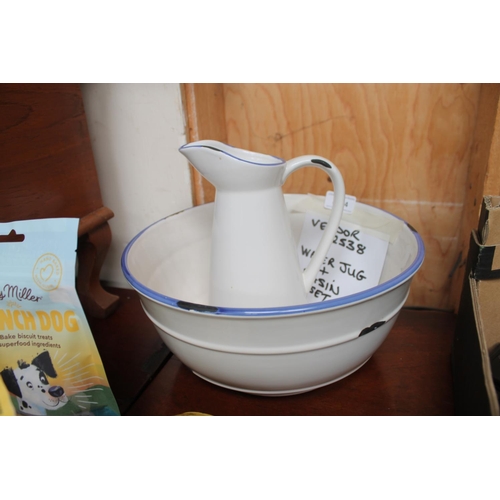 394 - WATER JUG AND BASIN SET (ENAMEL LOOK-ALIKE)