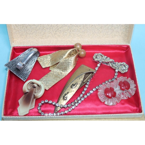 6 X ASSORTED 1920'S/30'S ART DECO DRESS/SHOE CLIPS