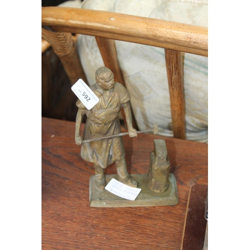 592 - SOLID BRASS BLACKSMITH FIGURE