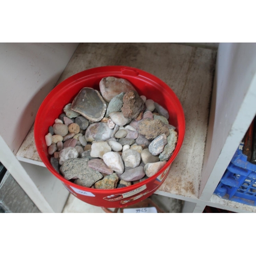 64 - TUB OF MIXED PEBBLES AND FOSSILS